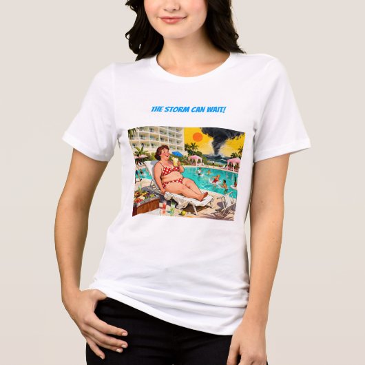 「嵐は待つことができる」- 自己否定のカートゥーン トライブレンドＴシャツ (正面)