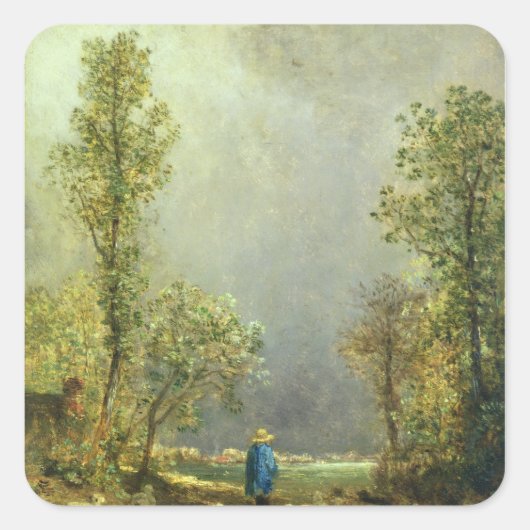 嵐を見ているヒツジ スクエアシール (正面)