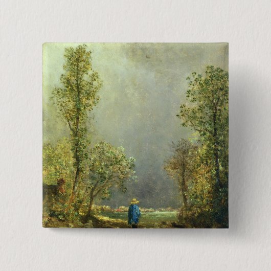 嵐を見ているヒツジ 缶バッジ (正面)