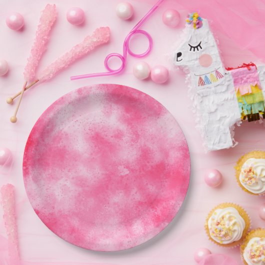 嵐スタイリッシュ雲の効果ピンク ペーパープレート (パーティー)