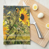 嵐パーソナライズされたの前のひまわり キッチンタオル (四つ折り)