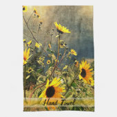 嵐パーソナライズされたの前のひまわり キッチンタオル (縦)