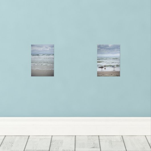 嵐威厳のあるの空の下の波のある海 (ウッドフロア)