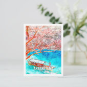 嵐山京都日本観光地水彩画 ポストカード (スタンド正面)