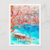 嵐山京都日本観光地水彩画 ポストカード (正面)
