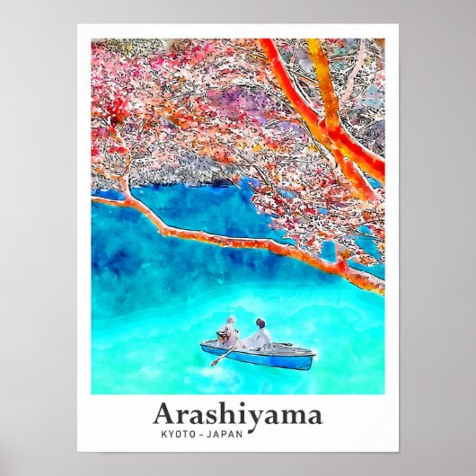 嵐山京都観光水彩手描き ポスター (正面)