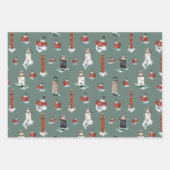 嵐素朴の海の赤い灯台とボート ラッピングペーパーシート (正面2)