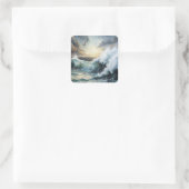 嵐飛んでいる海のカモメ スクエアシール (バッグ)