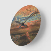 嵐(押されたcardboの後の海の日没の油 ラウンド壁時計 (傾斜)