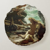 嵐Nymphs 1903年の洞窟(キャンバスの油) ラウンドクッション (裏面)