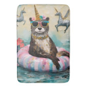 川お洒落に浮かぶカワウソとユニコーン バスマット (正面縦)