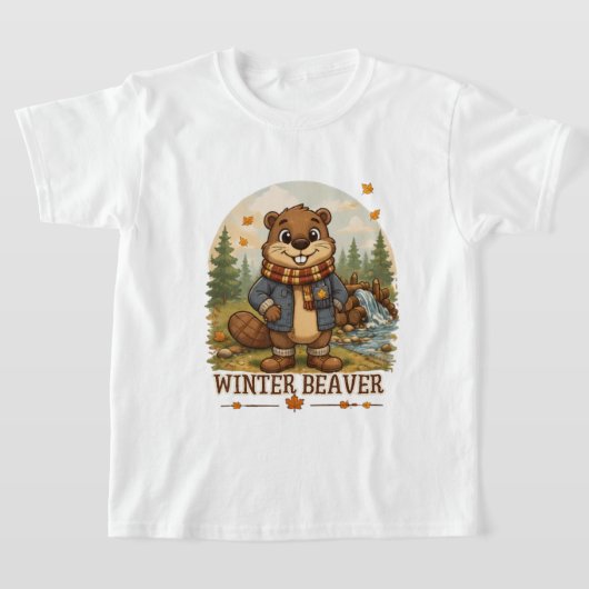 川から帰って、ダムに戻って – かわいいビーバー Tシャツ (レイダウン)