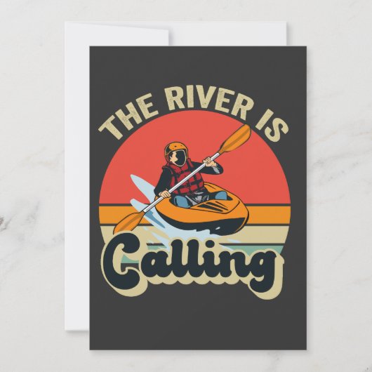 川が呼んでいる 面白い カヤック アウトドア レトロ 招待状 (正面)