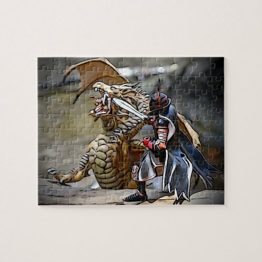 川でのドラゴンバトル ジグソーパズル (横)