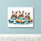 川でチュービングを行うかわいいおもしろいカルマディロス キャンバスプリント (インサイチュ (ウッドフロア))