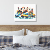 川でチュービングを行うかわいいおもしろいカルマディロス キャンバスプリント (インサイチュ (寝室))