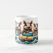 川でチュービングを行うかわいいおもしろいカルマディロス コーヒーマグカップ (中央)