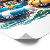 川でチュービングを行うかわいいおもしろいカルマディロス ポスター (角)