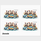 川でチュービングを行うかわいいおもしろいカルマディロス 長方形シール (シート)