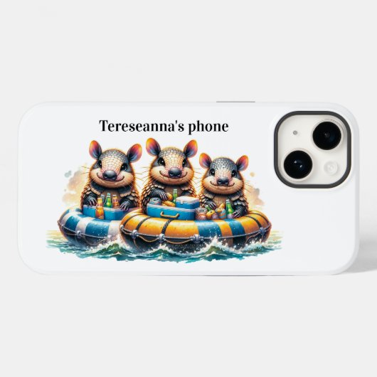 川でチュービングを行うかわいいおもしろいカルマディロス Case-Mate iPhoneケース (裏面 (横))