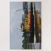 川で働くタグボート ジグソーパズル (縦)