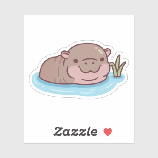 川で凍るかわいいピグミーヒッポ シール (シート)