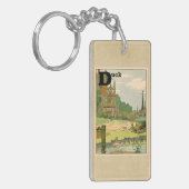 川で泳いでいるアヒルおよび子ガモ キーホルダー (正面左)