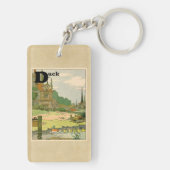 川で泳いでいるアヒルおよび子ガモ キーホルダー (裏面)