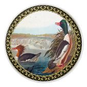 川で泳ぐアメリカのアヒル セラミックノブ (正面)