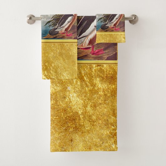 川で泳ぐアメリカのアヒル バスタオルセット (インサイチュ)