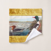 川で泳ぐアメリカのアヒル バスタオルセット (ウォッシュタオル)