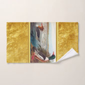 川で泳ぐアメリカのアヒル バスタオルセット (ハンドタオル)