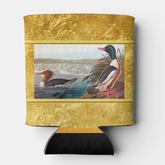 川で泳ぐアメリカのアヒル 缶クーラー (裏面)