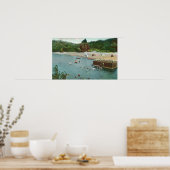 川で泳ぐ群集ロシアの ポスター (キッチン)