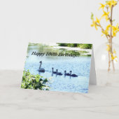 川で親子のコサギ カード (黄色い花)