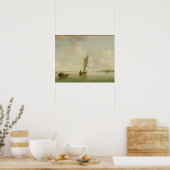 川で軽い風に吹く帆の下のスマック, c ポスター (キッチン)