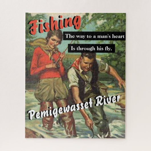 川で釣りお気に入りのをパーソナライズされたする ジグソーパズル (縦)