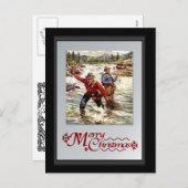 川で釣りをする シーズンポストカード (正面/裏面)