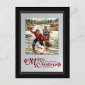 川で釣りをする シーズンポストカード (正面)