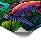 川で魚を捕る2羽のはげた鮮やかワシ ポスター (角)