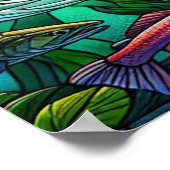 川で魚を捕る2羽のはげた鮮やかワシ ポスター (角)