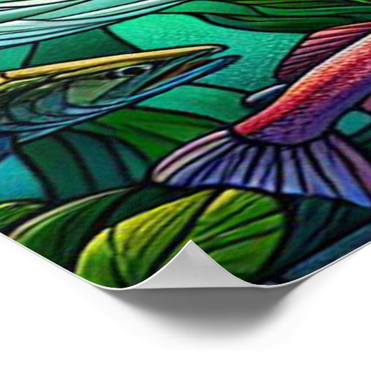 川で魚を捕る2羽のはげた鮮やかワシ ポスター (角)