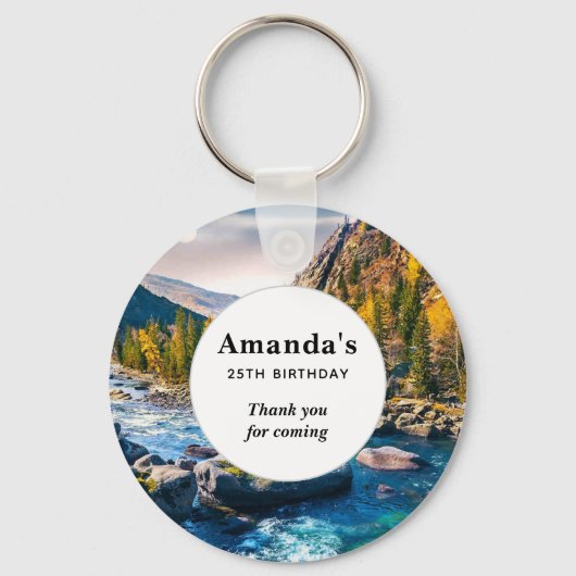 川と山の写真パーティーありがとう キーホルダー (正面)