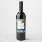 川と山の写真モノグラムワインメイキング ワインラベル (正面)