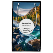 川と山の写真 – 誕生日ありがとう スモールペーパーバッグ (正面)