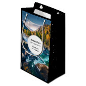 川と山の写真 – 誕生日ありがとう スモールペーパーバッグ (正面アングル)