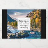 川と山の景勝写真パーティーありがとう スパークリングワインラベル (シングルラベル)