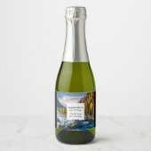 川と山の景勝写真パーティーありがとう スパークリングワインラベル (正面)