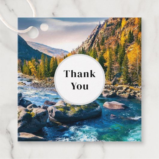 川と山の景勝写真感謝 フェイバータグ (正面)