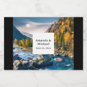 川と山の景勝写真結婚の スパークリングワインラベル (シングルラベル)